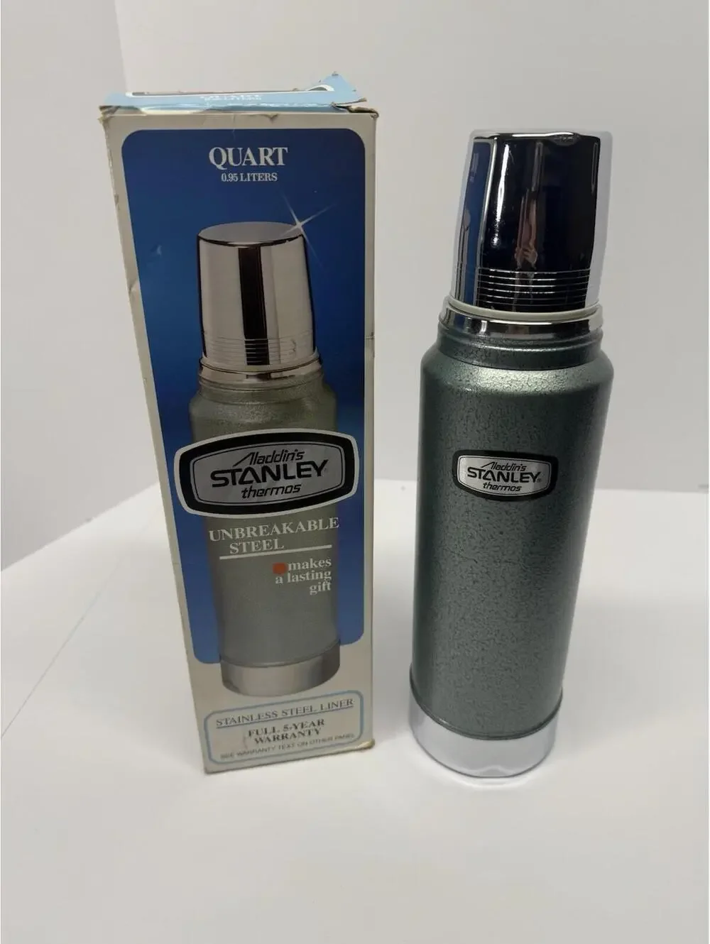Stanley Thermos Green Aladdin's Quart NO. A-1357 B Steel 0.95LVintage 90's - Picture 2 of 15